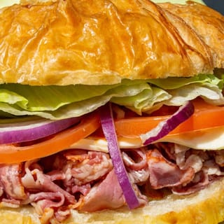 Croissant with Pastrami, Cheese and Mayo