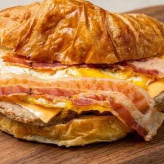 Croissant with Sausage, Bacon, Egg, Cheese and Mayo