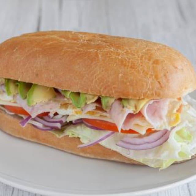 Torta Bread with Ham, Egg, Cheese and Mayo.